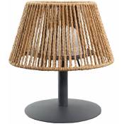 Lampe de table sans fil STANDY MINI RAFFY Beige raphia H22cm