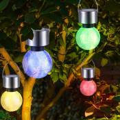 Lampe solaire décoration de jardin lampe d'extérieur à changement de couleur led boule lumineuse suspendue, design craquelé, durée d'éclairage 6-8