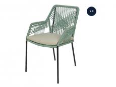 Lot de 4 chaises de jardin Séville vert menthe - Jardideco