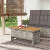 Maisonchic - Table de jardin Table d'extérieur Table d'appoint gris 100x50x43/63 cm acacia et résine tressée 40307