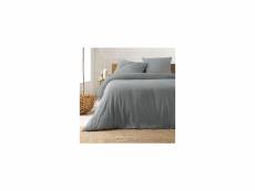 Parure de lit en gaze de coton 240 x 220 cm (plusieurs coloris) - gris .