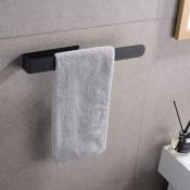 Porte-serviette,Anneau porte-serviettes porte-serviettes adhésif barre de bain 37 cm sans foret en acier inoxydable couleur noir, cintre de bain