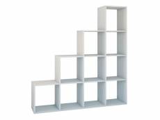 Salerno - etagère escalier contemporaine 10 niches/casiers/cubes 30x153x153 cm - bibliothèque moderne meuble de rangement - blanc