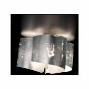 Selene Illuminazione - Plafonnier sn-papiro 0374 46cm e27 led verre décoré feuille d'argent feuille d'or plafonnier d'intérieur classique, verre
