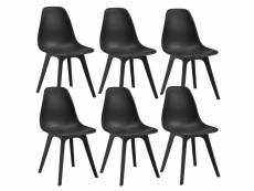 Set de 6 chaises design chaise de cuisine chaise de salle à manger plastique noir 03_0003730