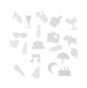 Set Symboles Party / pour tableau perforé - Design Letters blanc en matière plastique