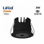 Spot LED encastrable 3W faible UGR avec driver Lifud Dali/Push | Noir - Blanc Extra Chaud - Noir