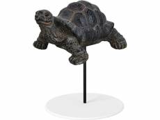 Statue de jardin tortue en résine 10 x 7 x 5 cm sur socle