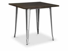 Table à manger carrée - design industriel - bois et métal - stylix acier