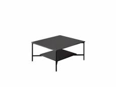 Table basse carrée harmony 80x80cm métal noir et bois anthracite