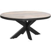 Table basse ovale en bois de manguier / métal coloris