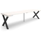 Table console extensible, Console meuble, 300, Pour 14 personnes, Pieds bois massif, Style moderne, Blanc - Skraut Home