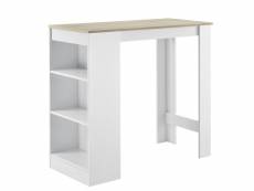Table de bar haute avec rangement table bistro 110 cm blanc et chêne helloshop26 03_0006188