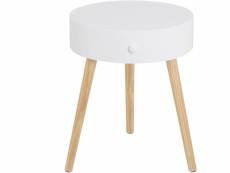 Table de chevet blanche avec tiroir de rangement.table de nuit ronde en bois.38x38x47cm