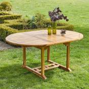 Table de jardin en teck huilé massif extensible ovale