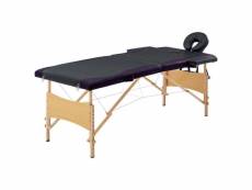 Table de massage pliable lit de massage banc canapé thérapie cosmétique portable professionnel shiatsu reiki 2 zones bois noir helloshop26 02_0001813