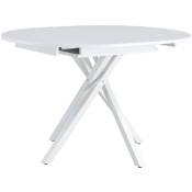 Table extensible en bois coloris blanc mat avec pieds