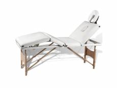 Table pliable de massage 4 zones avec cadre en bois blanc crème helloshop26 02_0001878