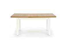 Table rectangulaire extensible 140-220cm style chêne et pieds blancs squirrel 445