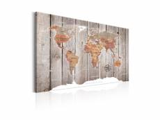 Tableau - world map: wooden stories l x h en cm 120x80