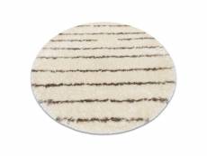 Tapis fluffy 2371 cercle shaggy rayures - crème beige