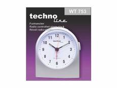 Technoline wt 753, réveil radio, réveil, horloge radio, argent, alarme, fonction snooze, 95 x 52 x 110 mm WT 753