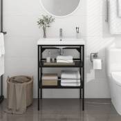The Living Store - Cadre de lavabo de salle de bain Noir 59x38x83 cm Fer Noir