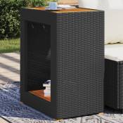 Torana - Table d'appoint de jardin dessus en bois noir 60x40x75 cm