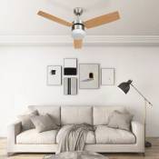 Ventilateur de plafond lampe et télécommande 108cm Marron clair - Fimei