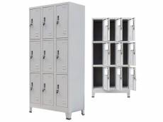 Vidaxl armoire à casiers avec 9 compartiments acier 90x45x180 cm gris
