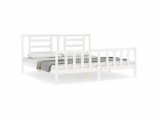 Vidaxl cadre de lit avec tête de lit blanc super king