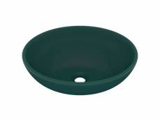 Vidaxl lavabo ovale de luxe vert foncé mat 40x33 cm céramique 146926