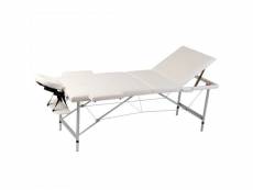 Vidaxl table pliable de massage blanc beige 3 zones