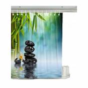 Xinuy - Rideau de douche avec 12 anneaux pour fixation, 180x200 cm, plantes vertes