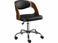 Yaheetech chaise bureau bois courbé accoudoir ergonomique pivotantes noir