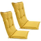 2x Coussins de chaise avec dossier 120x55x6cm-jaune