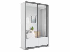 Armoires fonctionnelles - armoire avec tiroirs silu 124 blanc + miroir - armoire avec miroir et porte coulissante, grand espace de rangement, ameublem