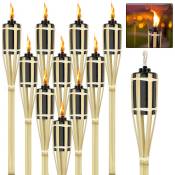 Aufun - Torche de Jardin en Bambou, Lot de 36 Torches en Bambou, Torches à Huile pour l'Extérieur, Torches d'Extérieur avec Mèche de Rechange, Lampe