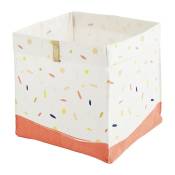 Box And Beyond - Panier de rangement souple Enfant - Pliable - Poignée effet cuir - Motif Confettis - Polyester - 31x31x31cm