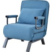 Canapé-lit, chaise convertible, lit d'appoint multifonctionnel, lin respirant moderne, lit pliant avec pieds cachés pour petit appartement (bleu)