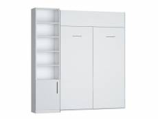 Composition armoire lit dynamo blanc mat couchage 140 x 200 cm colonne bibliothèque 20100888782