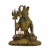Craftvatika Statue de laiton Idol de Lord Shiva Mahadev avec Trishool | Finition antique Surin doté d'Idol |