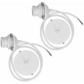 Csparkv - 2x câble électrique pour lampe - Câble avec douille Blanc E27 et bague de fixation - Monture de suspension pour luminaire plafond