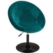 Décoshop26 - Fauteuil oeuf capitonné design tissu velours chaise bureau pivotant vert bleu