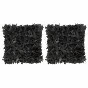 Decoshop26 Lot de deux coussins noir 45x45 cm en cuir