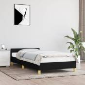 Design In - Lit simple,Cadre de lit avec tête de lit Noir 90x190 cm Tissu vidaXL