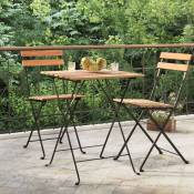 Design In - Table de bistro pliante Table haute - Table d'appoin 55x54x71cm Bois de teck solide et acier BV400886