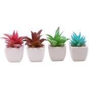 Ensemble de 4 Modernes Mini Aloes en Pot Succulente Artificielle Plantes - Aloes