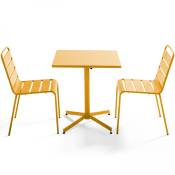 Ensemble table de jardin carrée et 2 chaises métal
