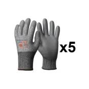 Eurotechnique - 5 paires de gants anticoupures hppe